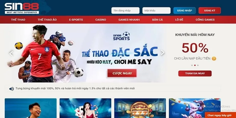 Sin88 trang cá cược trực tuyến uy tín số 1 tại Việt Nam hiện nay