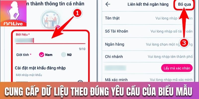 Cung cấp dữ liệu cá nhân theo đúng yêu cầu của biểu mẫu 