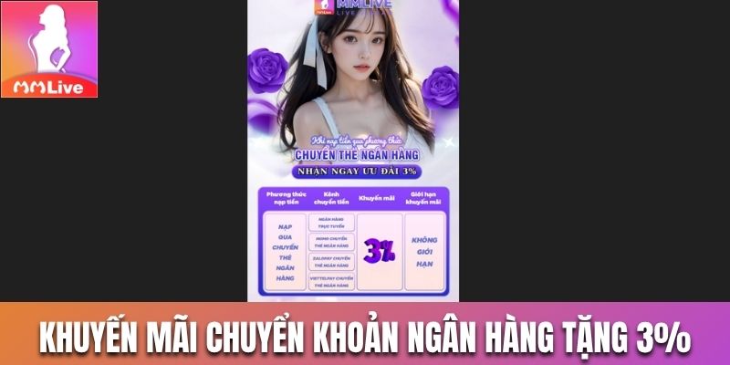 Khuyến mãi nạp tiền MMLive chuyển khoản ngân hàng tặng 3%